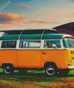 Spring Landscape With Camper Van Diamond Painting