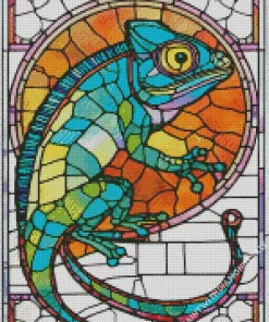 Stained Glass Chameleon Diamond Painting