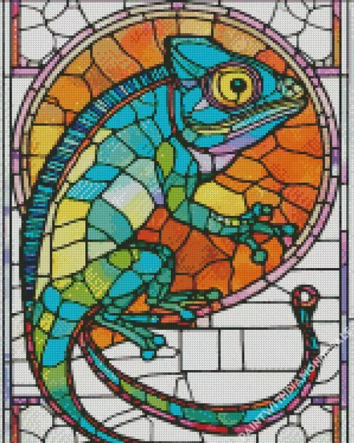 Stained Glass Chameleon Diamond Painting