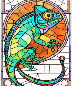 Stained Glass Chameleon Diamond Painting