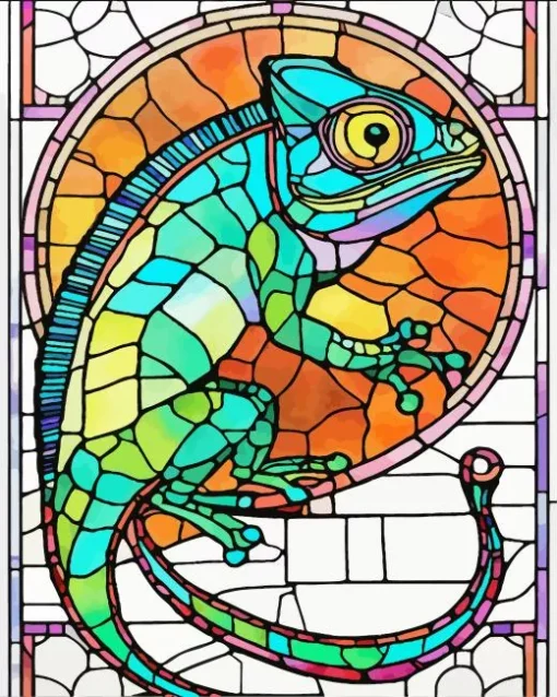 Stained Glass Chameleon Diamond Painting