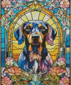 Stained Glass Coonhound Art Diamond Painting