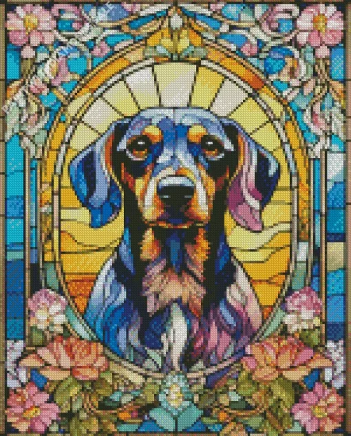 Stained Glass Coonhound Art Diamond Painting