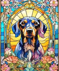 Stained Glass Coonhound Art Diamond Painting