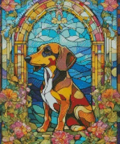 Stained Glass Coonhound Dog Diamond Painting