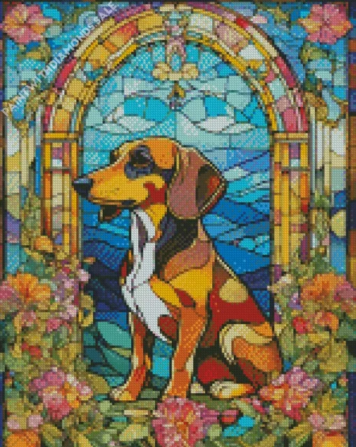 Stained Glass Coonhound Dog Diamond Painting