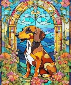 Stained Glass Coonhound Dog Diamond Painting