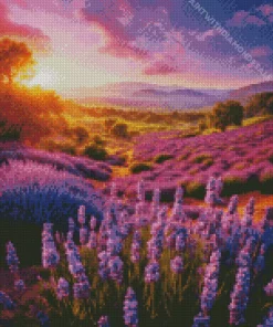 Sunrise In A Lavender Field Diamond Painting