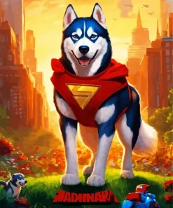 Superhero Husky Dog Diamond Painting