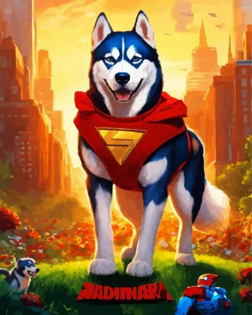 Superhero Husky Dog Diamond Painting