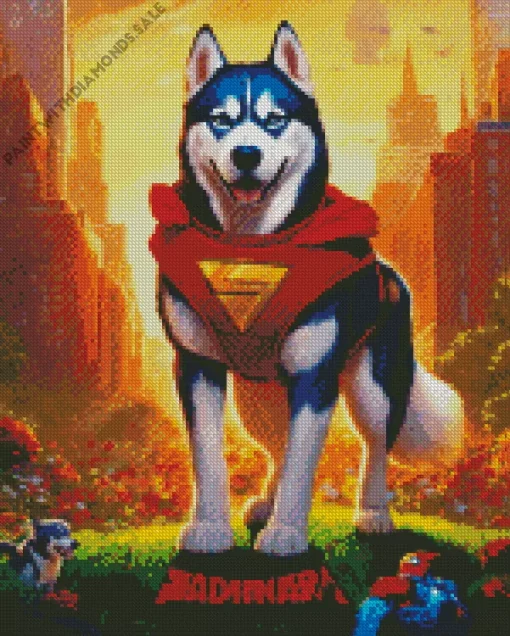 Superhero Husky Dog Diamond Painting