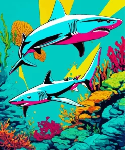 Turquoise Sharks Diamond Painting