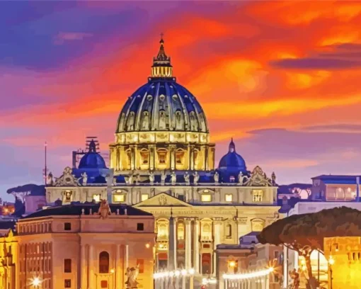 Vatican At Night Diamond Painting