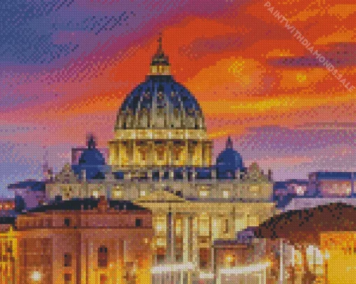 Vatican At Night Diamond Painting