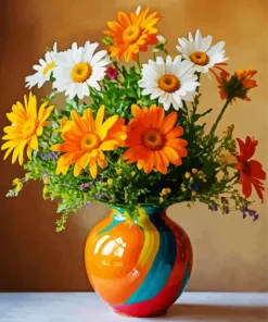 Vibrant Gazania Flowers In A Vase Diamond Painting