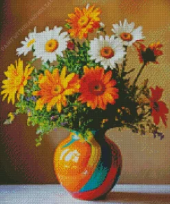 Vibrant Gazania Flowers In A Vase Diamond Painting