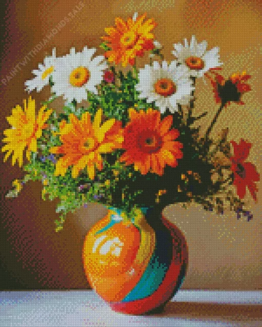 Vibrant Gazania Flowers In A Vase Diamond Painting