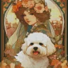 Vintage Zuchon Dog With A Girl Diamond Painting