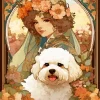 Vintage Zuchon Dog With A Girl Diamond Painting