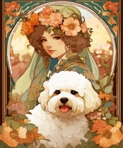 Vintage Zuchon Dog With A Girl Diamond Painting