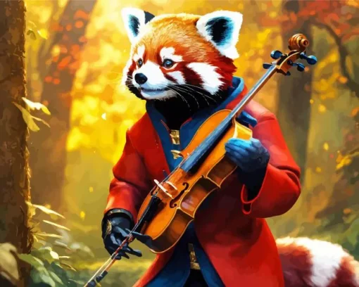 Violonist Red Panda Diamond Painting