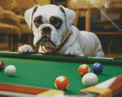 White Boxer Dog Diamond Painting