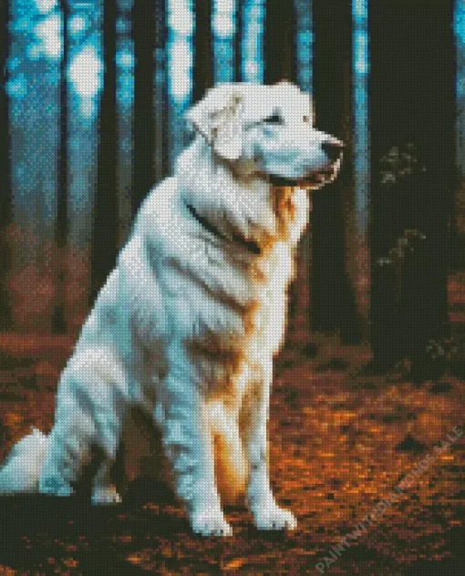 White Great Pyrenees Diamond Painting