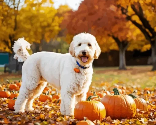 White Labradoodle Diamond Painting