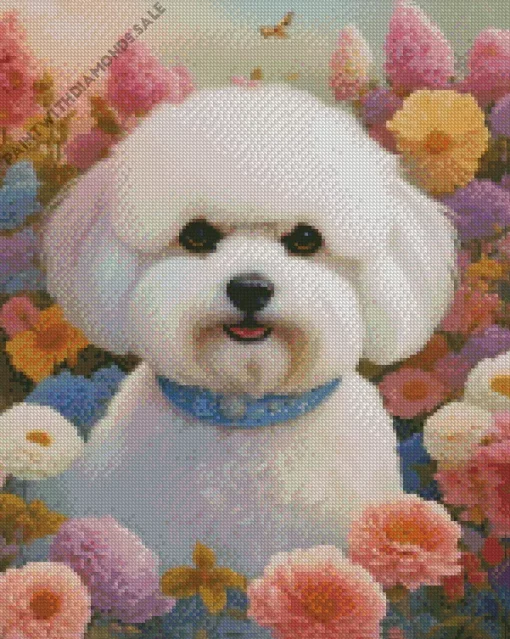 White Zuchon Dog Diamond Painting