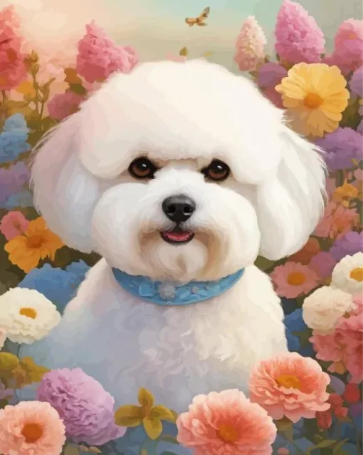 White Zuchon Dog Diamond Painting