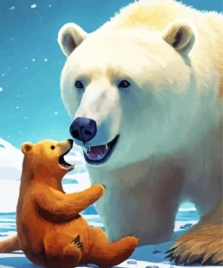 White And Brown Polar Bears Diamond Painting