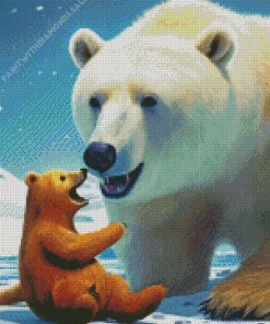 White And Brown Polar Bears Diamond Painting