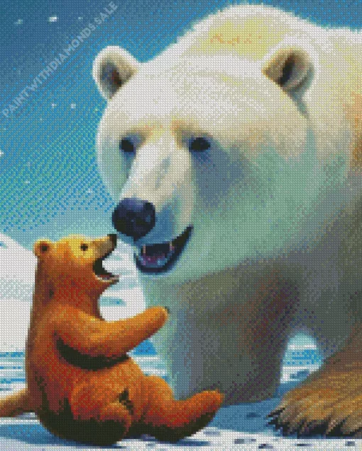 White And Brown Polar Bears Diamond Painting