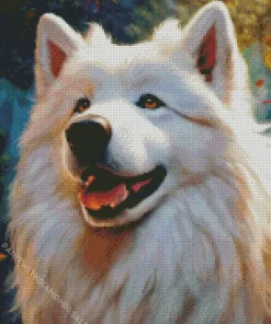 White Japanese Spitz Diamond Painting