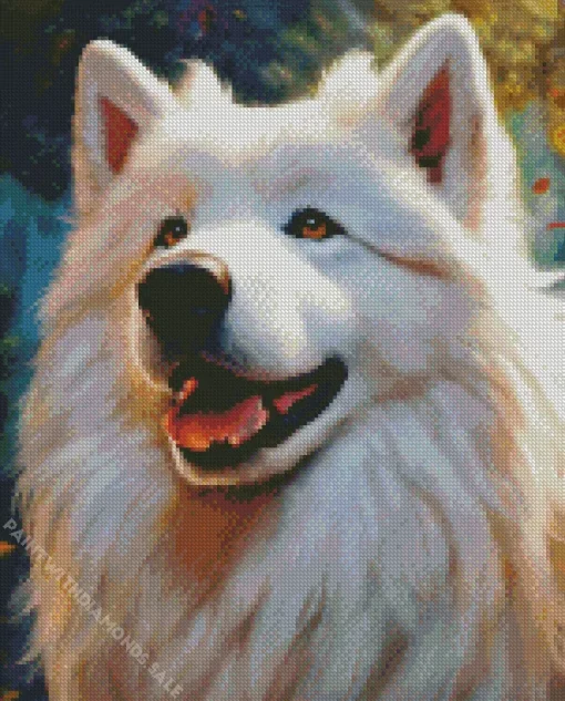 White Japanese Spitz Diamond Painting