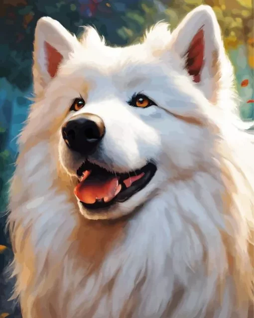 White Japanese Spitz Diamond Painting