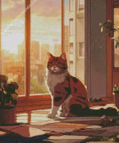 Window Calico Cat Diamond Painting