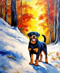 Winter Rottweiler Diamond Painting