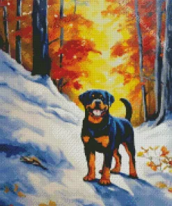 Winter Rottweiler Diamond Painting