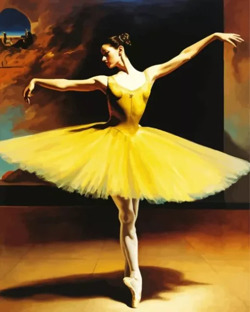 Yellow Ballet Girl Diamond Painting