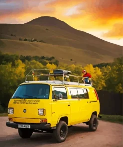 Yellow Camper Van Diamond Painting