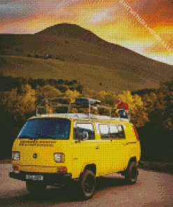 Yellow Camper Van Diamond Painting