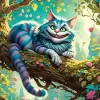 Alice in wonnderland cheshire cat on tree Diamond By Numbers