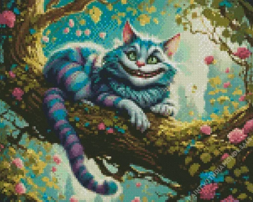 Alice in wonnderland cheshire cat on tree Diamond Paintings