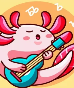 Axolotl playing guitar Diamond Paints