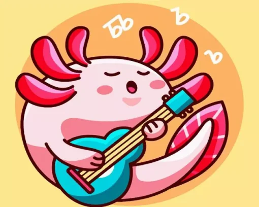 Axolotl playing guitar Diamond Paints