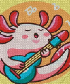 Axolotl playing guitar Diamond With Numbers