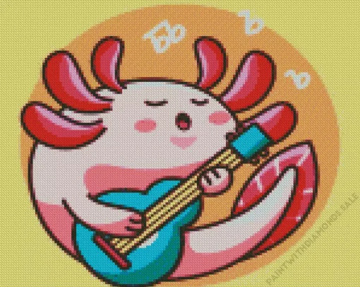 Axolotl playing guitar Diamond With Numbers