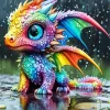 Baby rainbow dragon Diamond Paintings