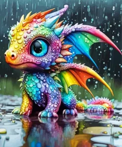 Baby rainbow dragon Diamond Paintings